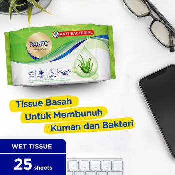 Paseo Anti Bacterial Wipes Gazette 25's (Buy 1 Get 1 Free), 1ply, 2 x 18 Pack/Carton (R)
